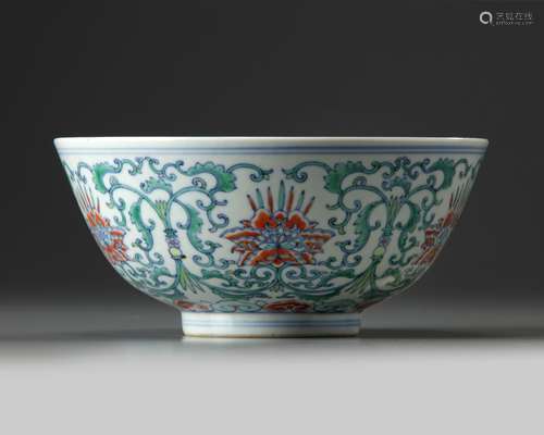 A Chinese doucai lotus bowl