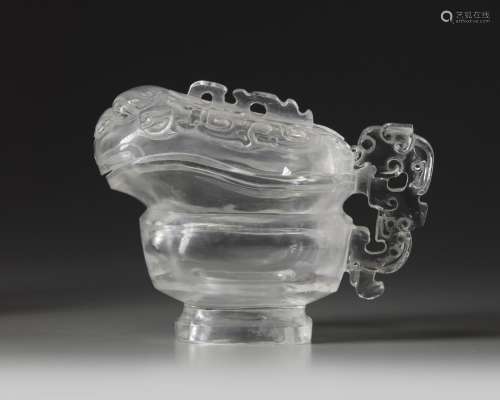 A Chinese rock crystal yi and cover