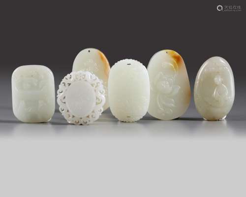 A group of six Chinese jade carvings