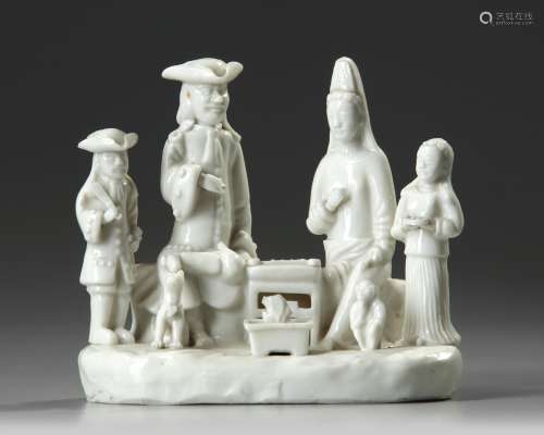 A Chinese Dehua white-glazed European family group