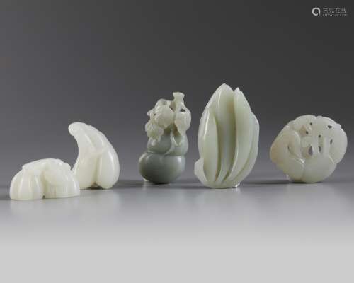 A group of five Chinese ‘plants and vegetables’ carvings