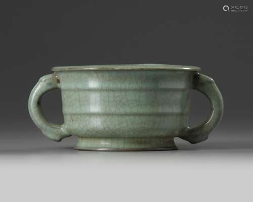 A Chinese Longquan celadon Guan-type censer, gui