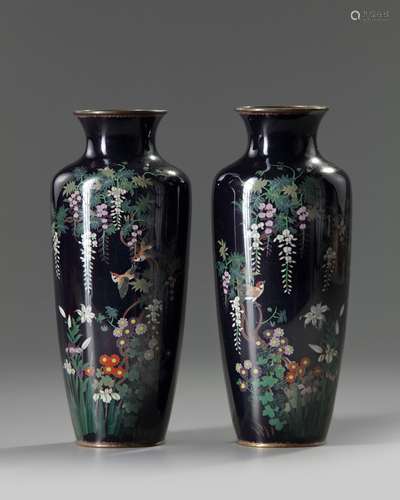 A pair of Japanese Cloisonné vases