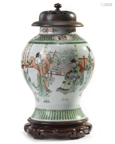 A Chinese famille verte baluster vase