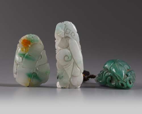 A group of three Chinese jadeite carvings