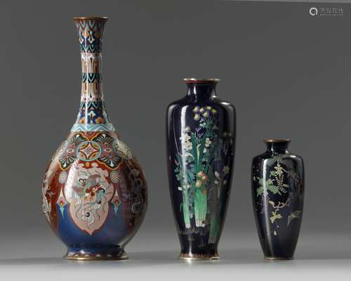 Three Japanese Cloisonné vases