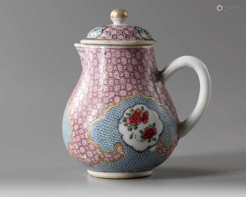 A Chinese famille rose milk jug and cover