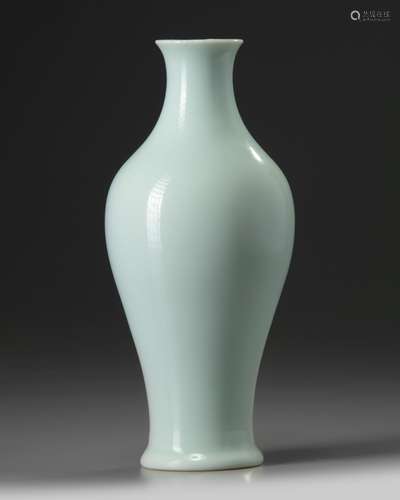 A Chinese pale blue glazed slender vase