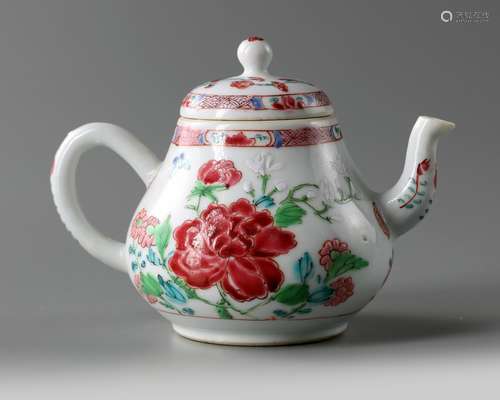 A Chinese famille rose 'floral' teapot and cover