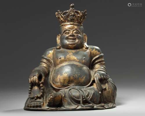 A Chinese gilt lacquer bronze Maitreya
