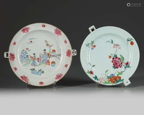 Two Chinese famille rose warming plates