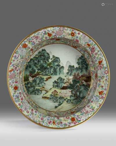 A Chinese famille rose 'millefleurs' basin