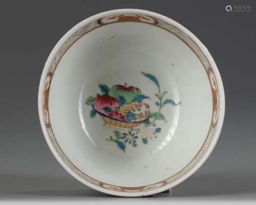 A Chinese famille rose ruby-back cup