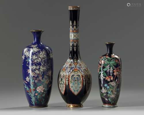Three Japanese Cloisonné vases