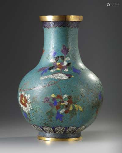 A Chinese gilt bronze cloisonné enamel bottle vase