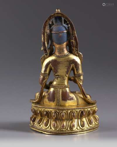 A Chinese gilt bronze figure of Vajrasattva