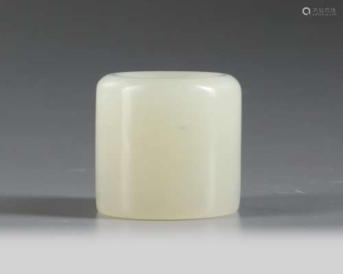 A Chinese white jade archers ring