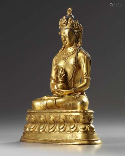 A Zanabazar-style gilt bronze Amitayus