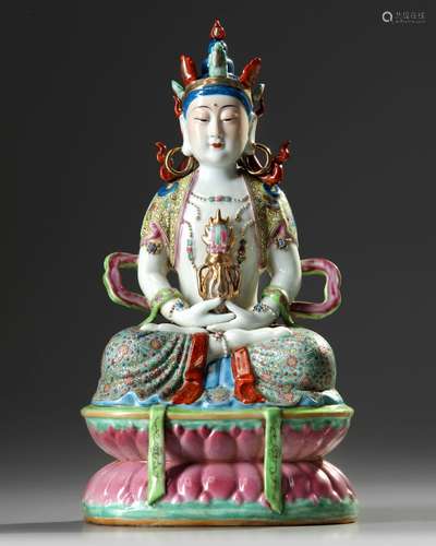 A Chinese famille rose figure of Amitayus