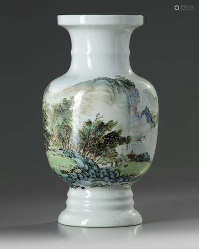 A Chinese enamelled 'landscape' vase