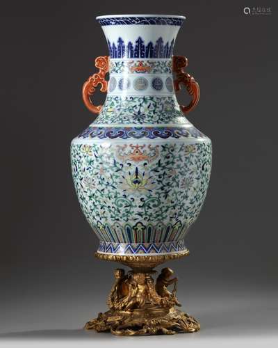 A large Chinese doucai baluster vase