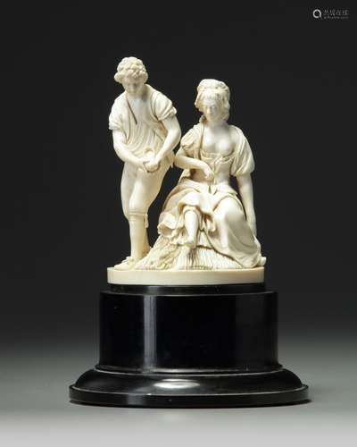 An European ivory of an amorous couple 'Dieppe'