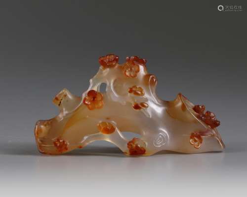 A Chinese agate prunus carving