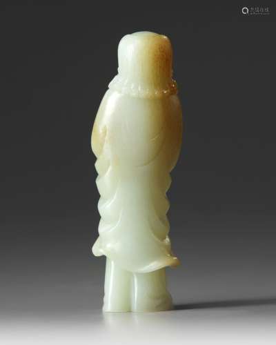 A Chinese white and russet jade luohan, Damo