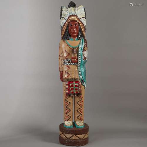 Carved Wood Cigar Store Indian Statue