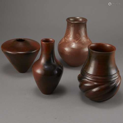 Group of 4 Brownware Pottery Manymules, Gonzalez, Cling