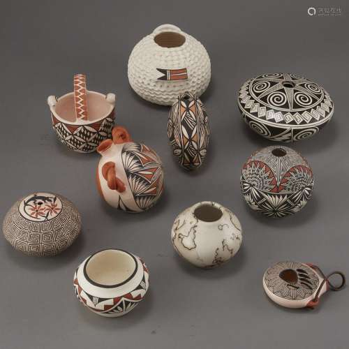 Group of Ten Acoma Pottery Naha Hinshaw