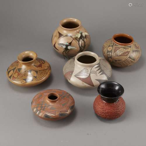 Group of 6 Hopi Polychrome Jars
