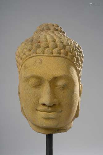 Tête de Buddha, les traits fins et délicats, les l...
