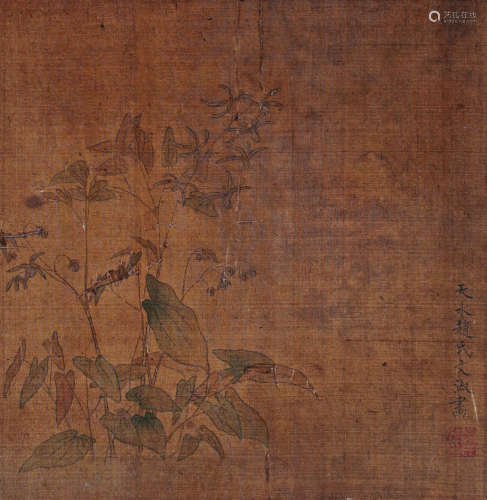 文俶（1595～1634） 深秋卉木图 镜心 设色绢本