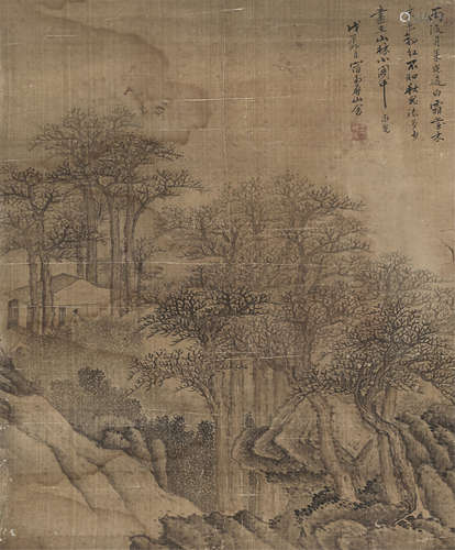 王永光（1560～1638） 戊辰（1628年）作 南屏山色图 镜心 设色绢本