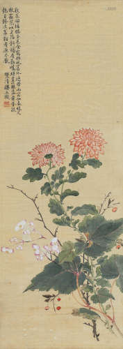 何香凝（1878～1972） 秋菊含露图 镜心 设色绢本