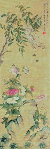 董琬贞（1776～1849） 甲辰（1844年）作 春色满园图 立轴 设色纸本