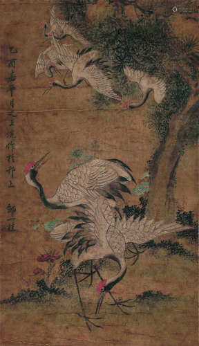 邹一桂（1686～1772） 乙酉（1765年）作 松鹤延年图 立轴 设色绢本
