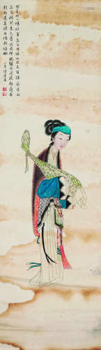 陆小曼（1903～1965） 琵琶仕女图 镜心 设色纸本