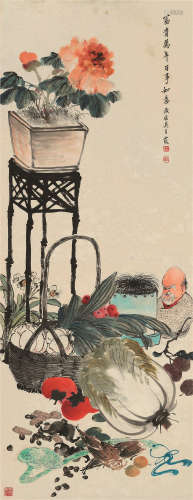 吴青霞（1910～2008） 富贵万年图 立轴 设色纸本