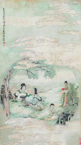 冯箕（清·嘉道） 乙酉（1825年）作 仕女图 镜心 设色纸本