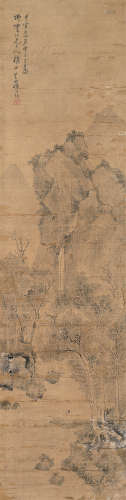 杨伯埙（1797～1879） 甲寅(1854年)作 溪山独钓图 立轴 水墨绢本