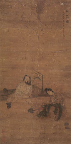 卞文瑜（明·万历） 壬午(1642年)作 补袍图 立轴 水墨纸本