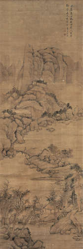 陈靖（清·乾隆） 壬辰(1772年)作 日暮溪行图 立轴 设色绢本