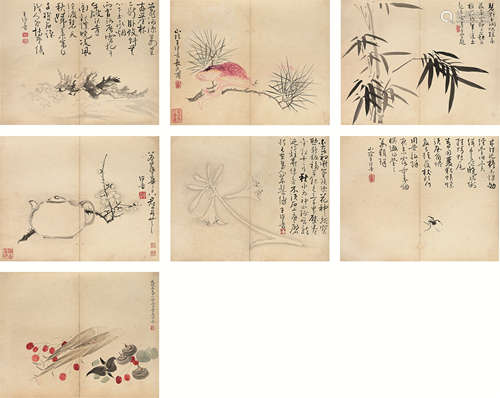 王德普（清·雍正） 戊戌(1718年)作 花鸟杂画册 册页 设色纸本