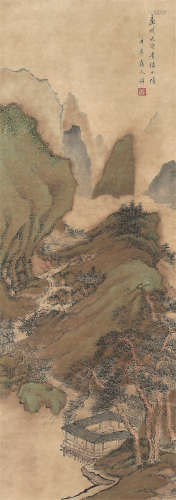陈铎（1850～1913） 依山傍水图 立轴 设色纸本