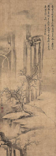 王元勲（1728～1807） 云崖抚琴图 立轴 水墨绢本