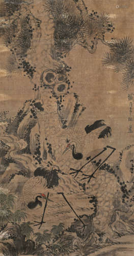 高其佩（1672～1734）（款） 古松双鹤图 立轴 设色绢本