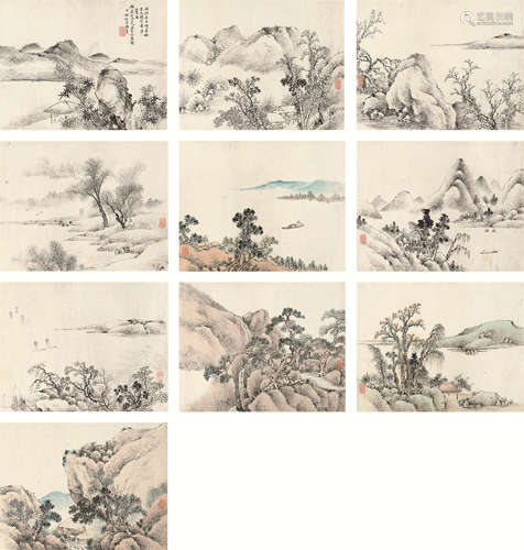 陶焘（1825～1900） 同治辛未(1871年)作 仿宋元诸家山水册 册页 设色纸本