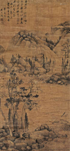 周之夔（明·崇祯） 崇祯辛未(1631年)作 疏林漠漠图 立轴 水墨绫本
